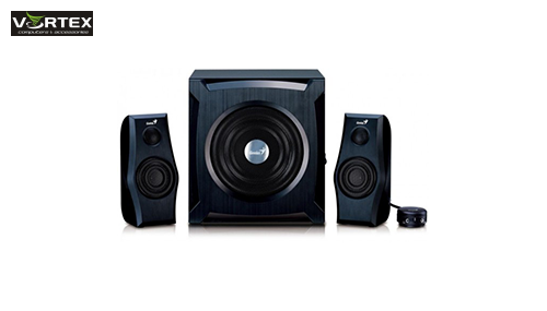 Genius SW-2.1 1800, 45W, black, 6.5-inch subwoofer driver for deep bass, master volume and bass control, Line in and headphone jack on wired control pod