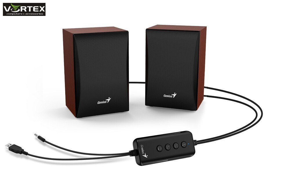 SPEAKERS 2.0 GENIUS SP-HF380BT USB for power, 1x 3,5mm, w/bluetooth Wooden Brown (3W)