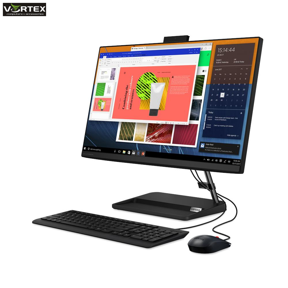 ALL IN ONE PC. Lenovo IdeaCentre AIO 3 24ALC6, Black, 23.8" FHD (1920x1080) IPS 250nits Anti-glare, AMD Ryzen™ 5 7530U, 8GB SO-DIMM DDR4-3200, 512GB SSD M.2 2280 PCIe NVMe, Speakers 3Wx2, Camera HD 720p, USB keyboard & mouse, Integrated 100/1000M, Wi-Fi 6