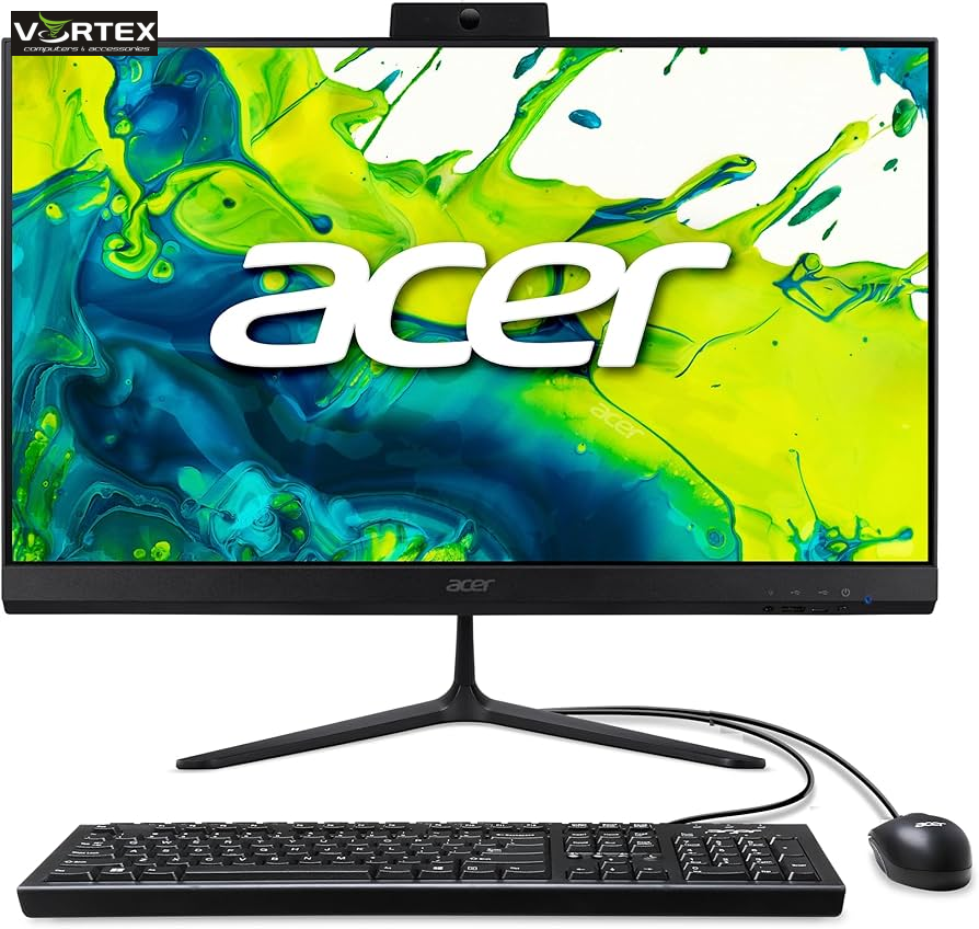 ALL IN ONE PC ACER Aspire C24 2G, 23,8" IPS FHD 120Hz Non-touch, Intel® Core™ 5 120U, 16GB DDR4, 512GB M2 SSD, Webcam, WI FI, LAN, 3x USB 2.0, 2x USB 3.2, 1x USB Type-C, HDMI-out, Wireless keyboard and mouse, Black