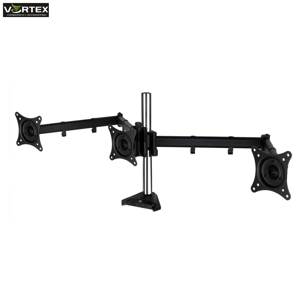 MONITOR STAND ARCTIC Z3 PRO (Gen 3),3 MONITORS,up to 32",VESA 100/75mm,Tilt,Swivel,Rotation,15kg per arm,w/4xUSB 3.1 Gen1 +MicroUSB Power, AEMNT00051A