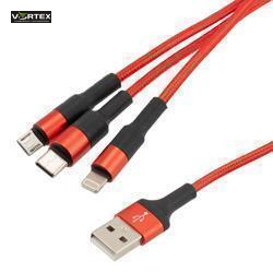 CABLE USB-A 2.0 -> 3 U 1 - Type C, Lightning, microUSB,1m, Nema opciju prijenos podatoci. Ima samo opcija polnenje.